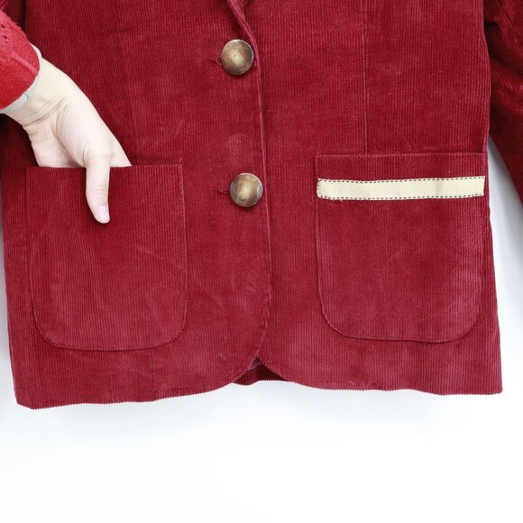 Celeste Corduroy Blazer Womens 13/14 Red Rich Auntie Core Timeless Country Club - Picture 6 of 15